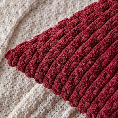 MIULEE Christmas Wine Red Throw Pillow Covers Soft Corduroy Decorative Set of 2 - Image 2