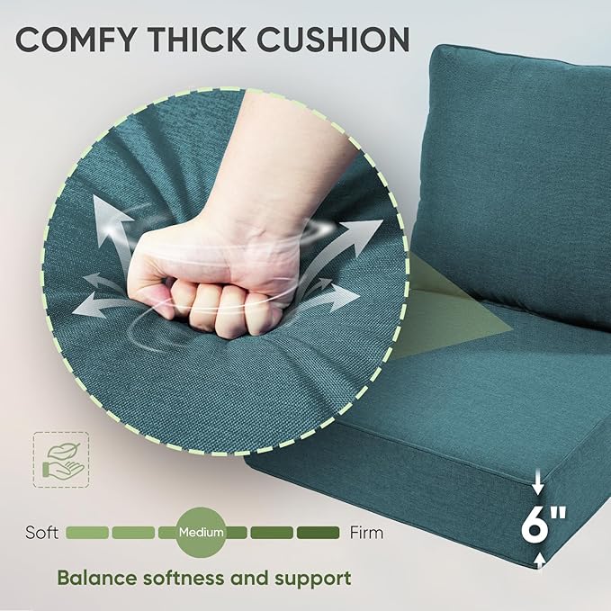 Outdoor Chair Cushions Set of 2, Waterproof 24x24 Patio Chair Cushions - Image 5
