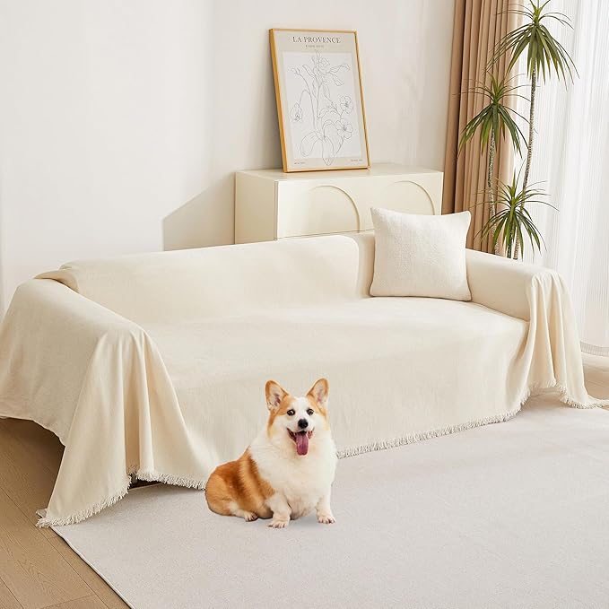 MYSKY HOME Loveseat Cover Beige Couch Cover Sectional Couch Covers by MYSKYHOME