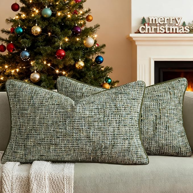 A Moment Christmas Dark Green Reversible Pillow Covers 2 Pack by amoment