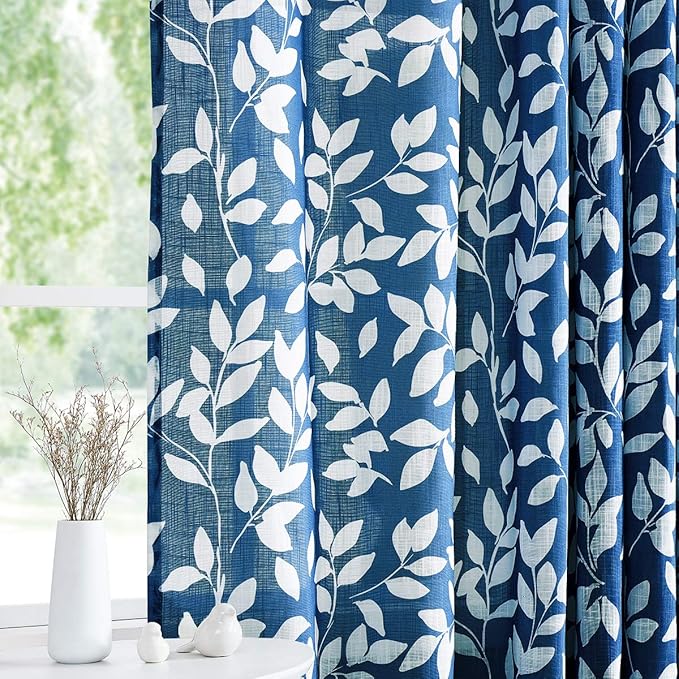 Treatmentex White and Blue Curtains - Image 2