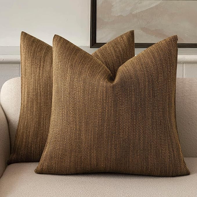 Foindtower Set of 2 Decorative Textured Burlap Linen Throw Pillow Covers by Foindtower