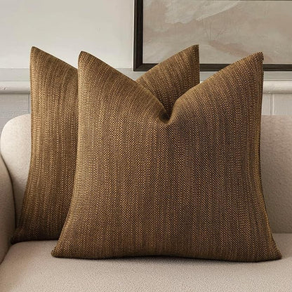 Foindtower Set of 2 Decorative Textured Burlap Linen Throw Pillow Covers by Foindtower