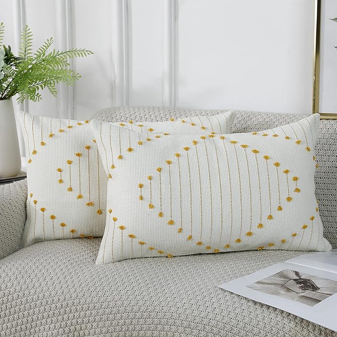 PANOD Set of 2 Boho Tufted Throw Pillow Covers by PANOD