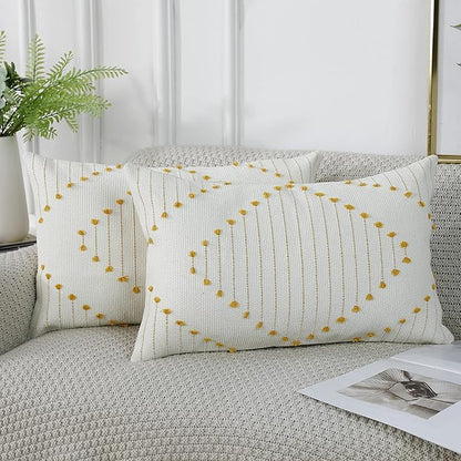 PANOD Set of 2 Boho Tufted Throw Pillow Covers by PANOD