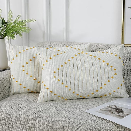 PANOD Set of 2 Boho Tufted Throw Pillow Covers by PANOD