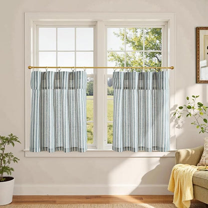 jinchan Striped Linen Kitchen Curtains by JINCHAN