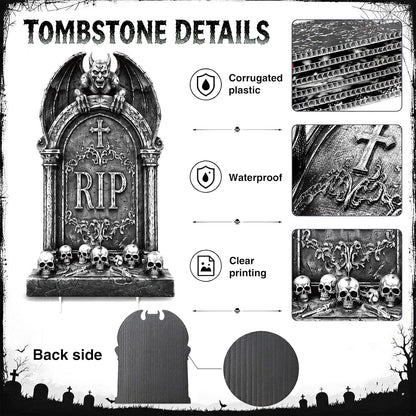 25" Halloween Tombstones, 5PCS Halloween Decorations Outdoor Gravestone