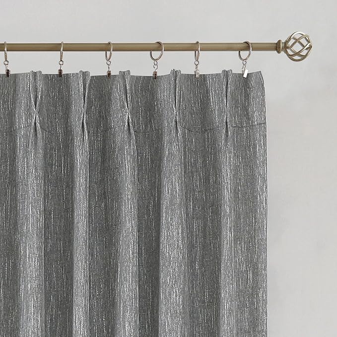 Vision Home Charcoal Grey Full Blackout Curtains Pinch Pleated Room Darkening - Image 7