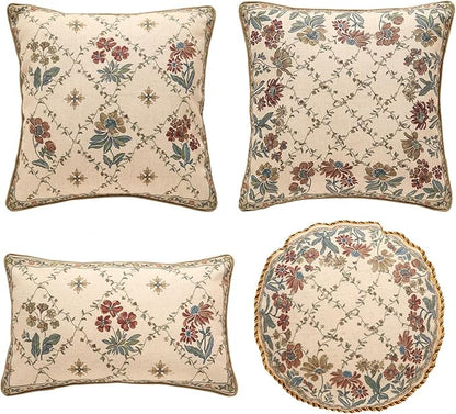patdrea Designer Throw Pillow Covers Set of 4, Euro Vintage Light Brown Linen by Welcometopatdrea