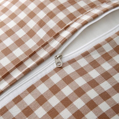 Aryeleay 2 Pack Khaki White Plaid Ruffle Throw Pillow Covers, 100% Cotton - Image 4