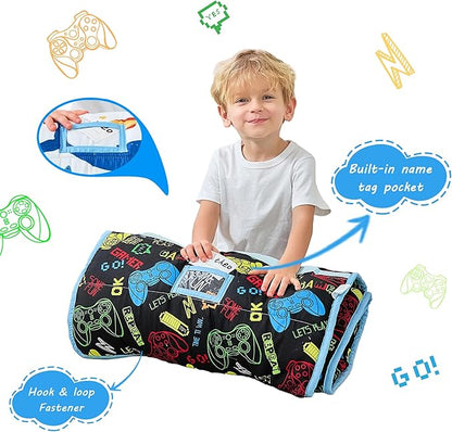 Toddler Nap Mat with Pillow and Blanket, Extra Large Rolled Napping Mats - Image 3