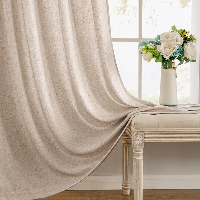 MIULEE Non-See-Through Privacy Linen Curtains 2 Panels, Light Filtering Window - Image 9