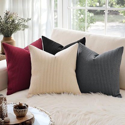 MIULEE Winter Pack of 2 Corduroy Soft Soild Decorative Square Christmas Throw - Image 4