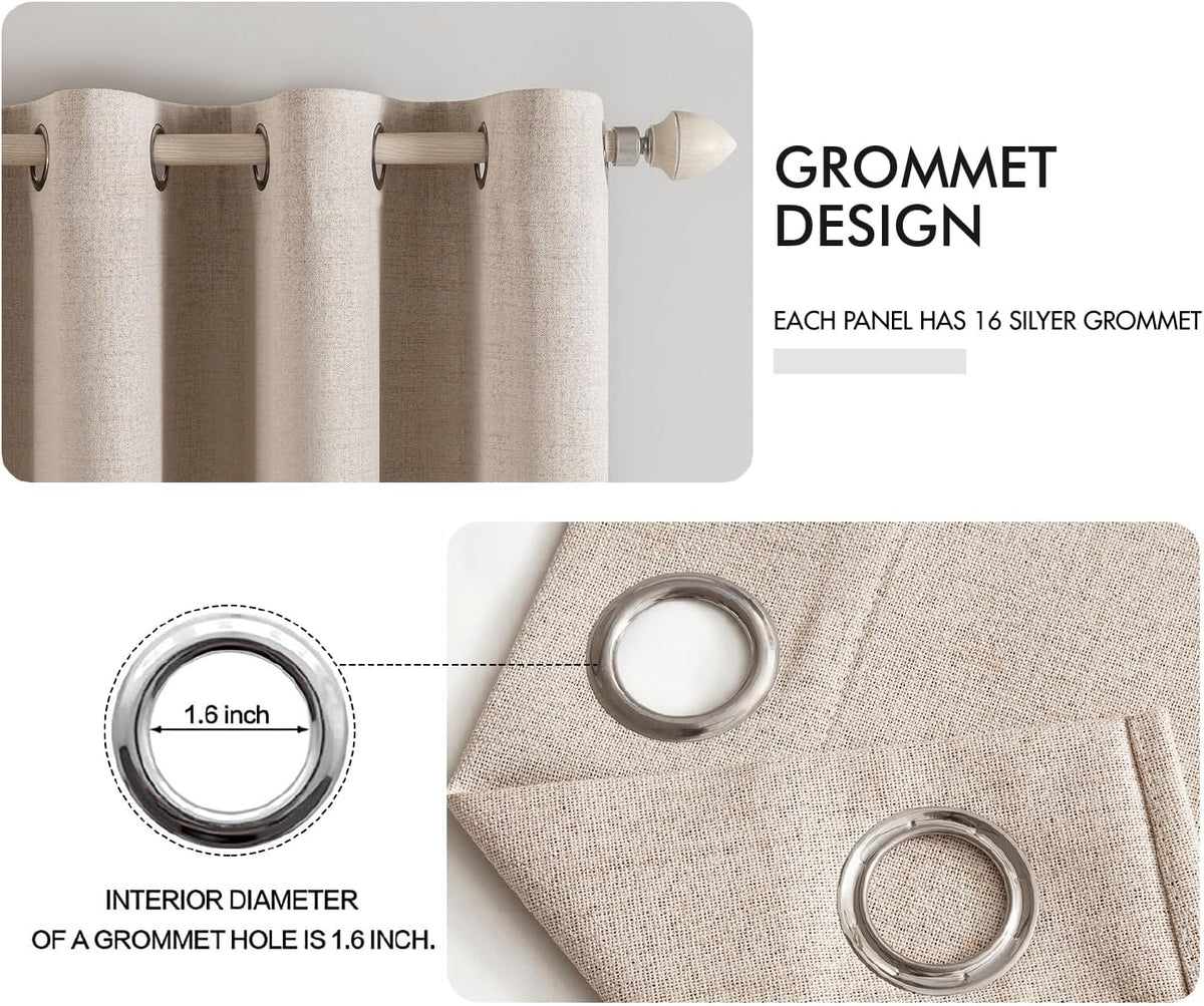 miulee extra wide 100% blackout linen curtains for, side view