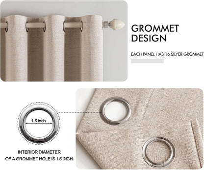miulee extra wide 100% blackout linen curtains for, side view