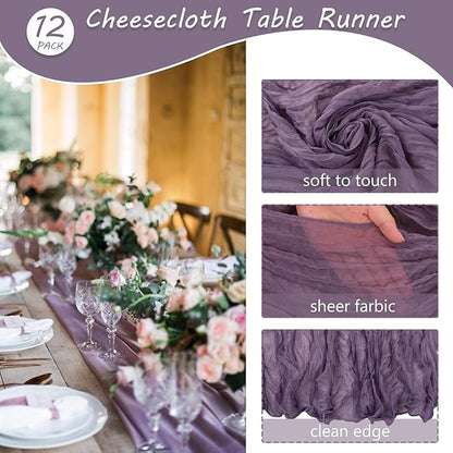12 Pack 10Ft Cheesecloth Table Runner 35x120 Inch Boho Gauze Table Runner - Image 4