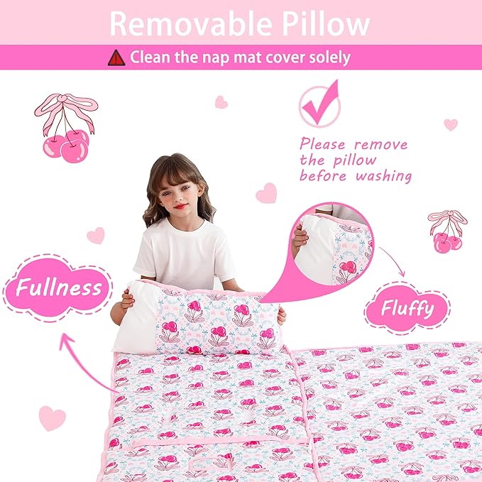 Toddler Nap Mat with Pillow and Blanket, Extra Large Rolled Napping Mats - Image 5