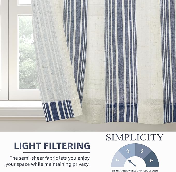 DriftAway Kitchen Curtains Striped Tier Linen Short Pinstripe Cafe Curtains 36 - Image 4