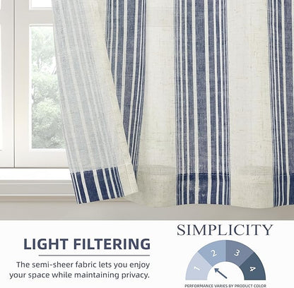 DriftAway Kitchen Curtains Striped Tier Linen Short Pinstripe Cafe Curtains 36 - Image 4