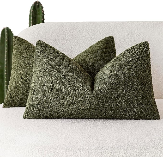 Foindtower Pack of 2 Textured Boucle Throw Pillow Covers Accent Solid by Foindtower