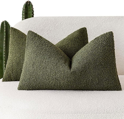 Foindtower Pack of 2 Textured Boucle Throw Pillow Covers Accent Solid by Foindtower