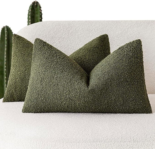 Foindtower Pack of 2 Textured Boucle Throw Pillow Covers Accent Solid by Foindtower