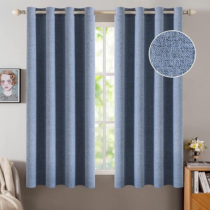 MIULEE Linen Texture Curtains for Bedroom Solid 100% Blackout Thermal Insulated by MIULEE