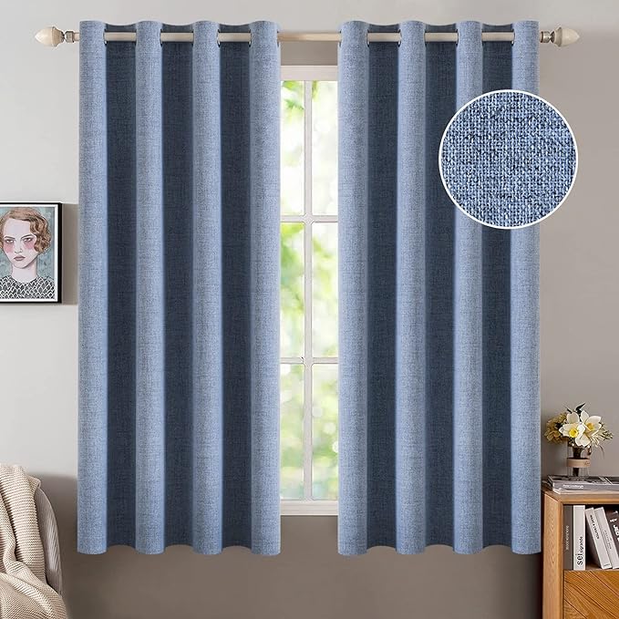 MIULEE Linen Texture Curtains for Bedroom Solid 100% Blackout Thermal Insulated by MIULEE