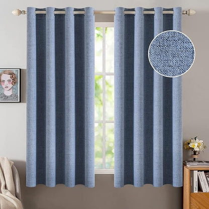 MIULEE Linen Texture Curtains for Bedroom Solid 100% Blackout Thermal Insulated by MIULEE