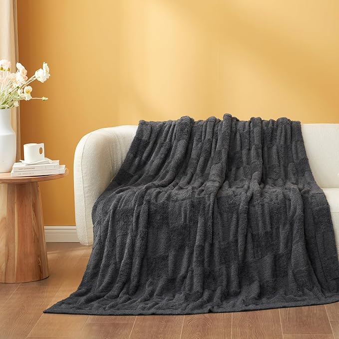 Snuggle Sac Faux Fur Checkered Blanket Twin Size - Image 7