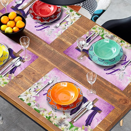 Giwawa He is Risen Placemats, Easter Cross Lamb Linen Washable Place Mat - Image 8