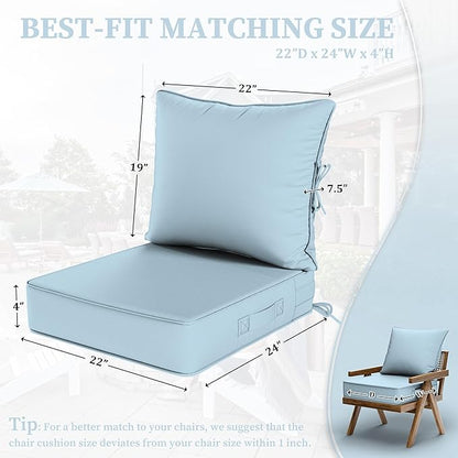 Outdoor Seat Cushion Set 22 L × 24 W × 5 H Inch Waterproof & Fade Resistant - Image 2