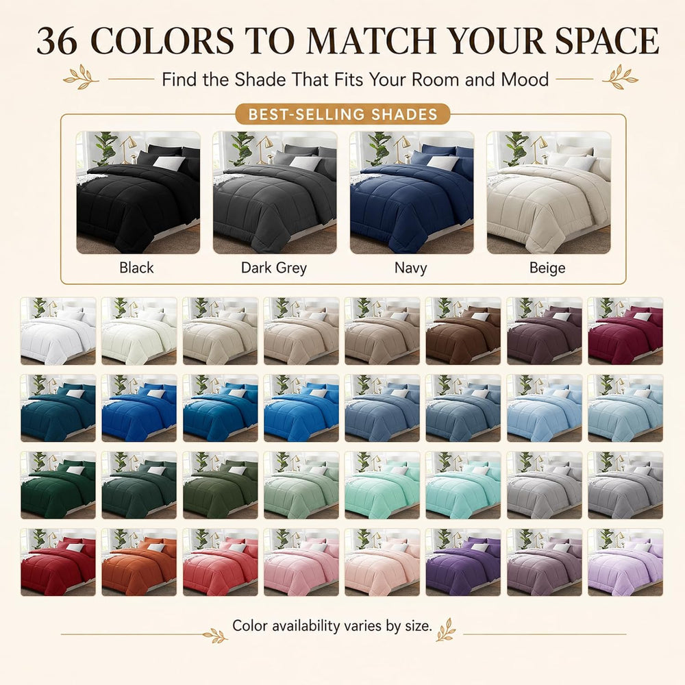 CozyLux Full Size Comforter Sets White - 7 Pieces Bed in a Bag