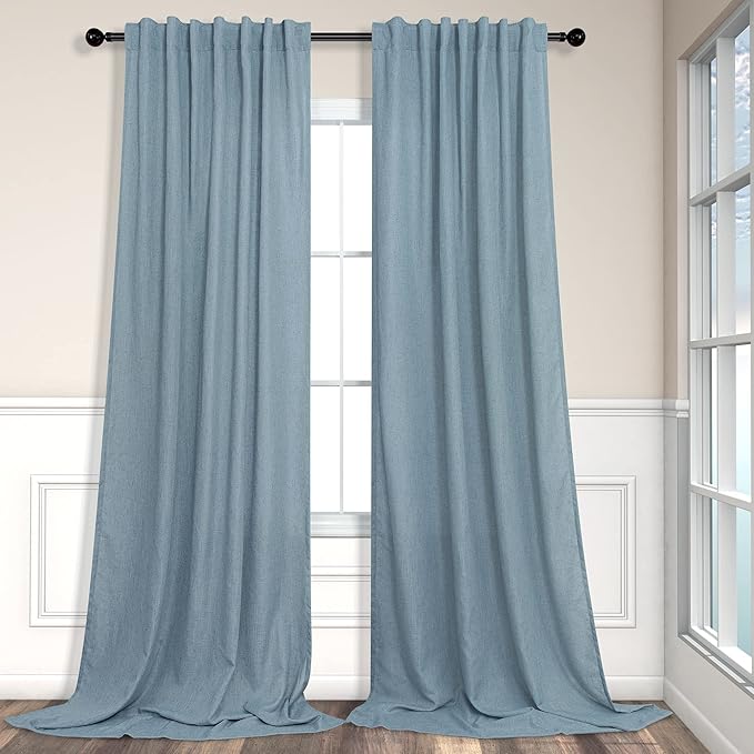 Blue Curtains 108 Inches Long For Living Room Dining 2 Panels Set Back Tab by Pitalk