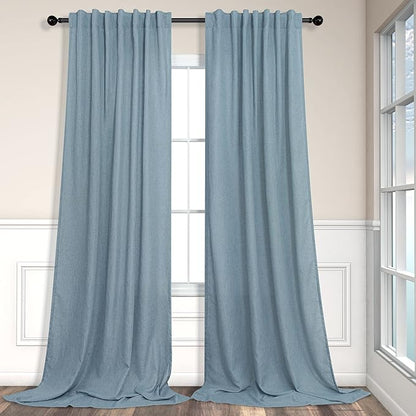Blue Curtains 108 Inches Long For Living Room Dining 2 Panels Set Back Tab by Pitalk