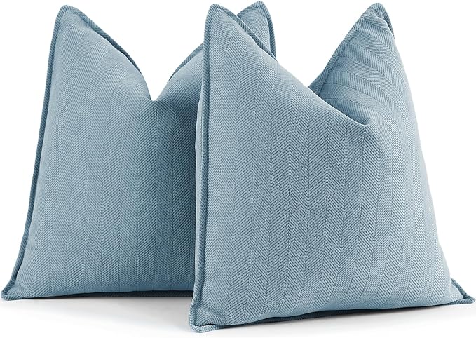 ZWJD Throw Blue Pillow Covers 20x20 inch Set of 2 Chenille Pillow Covers by ZWJD