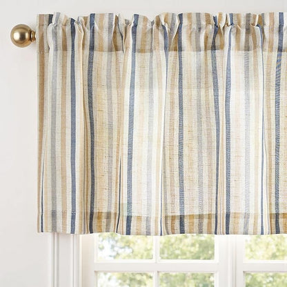 jinchan Valance Curtain Linen Textured Striped Window Curtain by JINCHAN