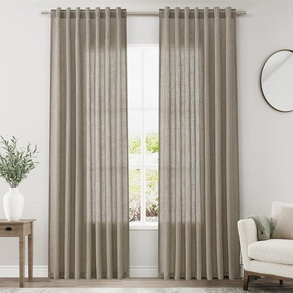 Mocha Linen Curtains 84 Inches Long by Nanspring