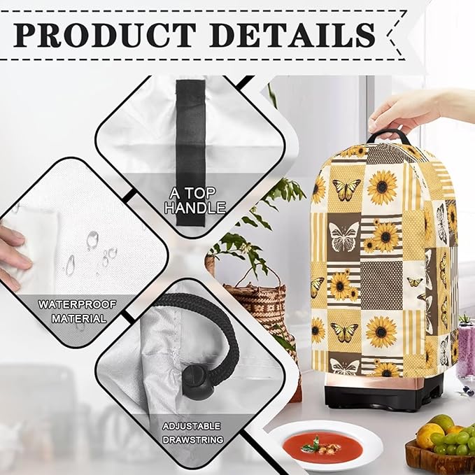 Plaid Butterfly Sunflower Blender Covers Food Processor Juicer Appliance Cover - Image 4