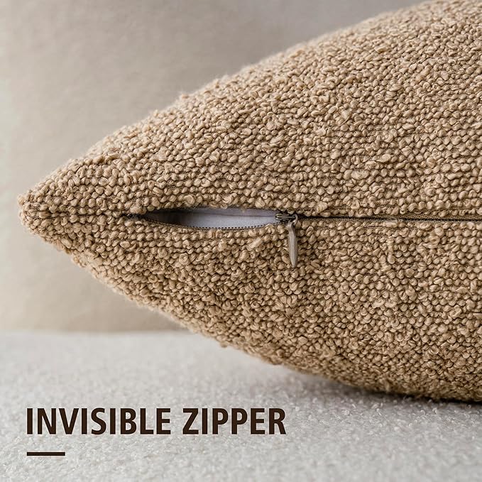 Foindtower Textured Boucle Throw Pillow Covers Accent Solid Pillow Cases Cozy - Image 3