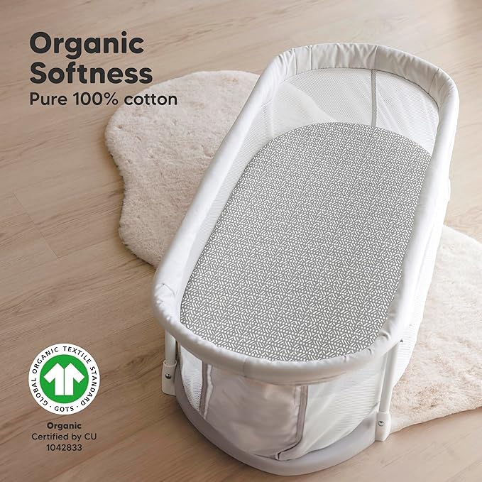 2-Pack Organic Bassinet Sheets for Girls, Boys - Image 2