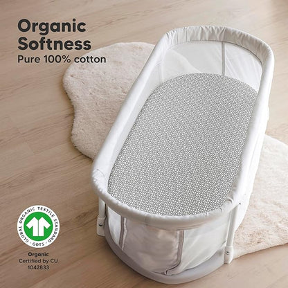 2-Pack Organic Bassinet Sheets for Girls, Boys - Image 2