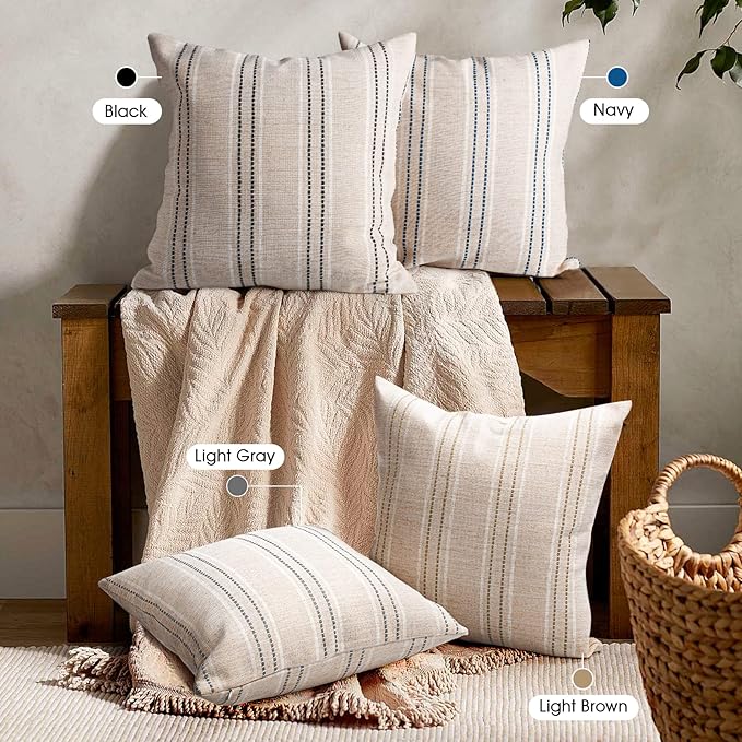 AELS 24x24 Decorative Farmhouse Linen Throw Pillow Covers, Boho Textured Pillow - Image 6