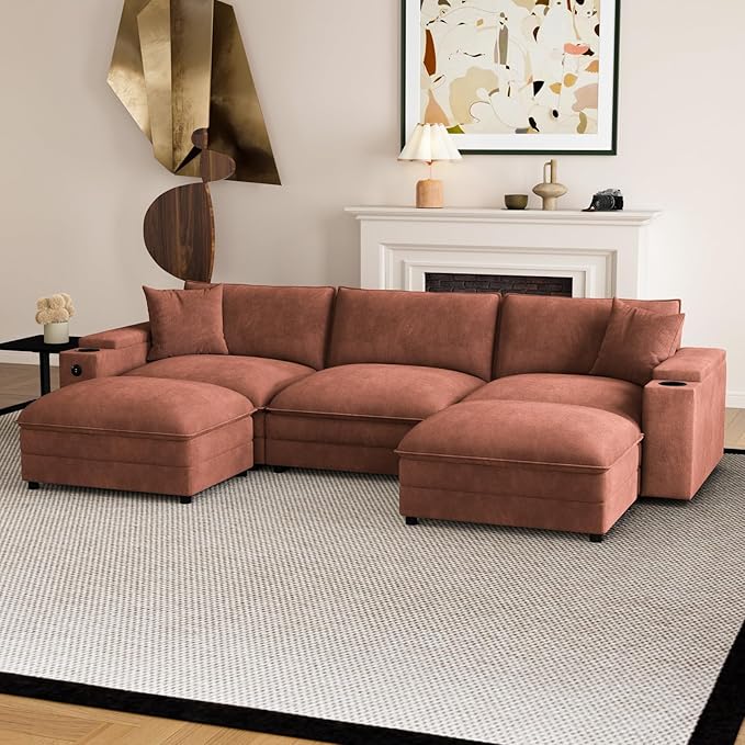 115" U Shaped Cloud Sofa Couch - Image 7
