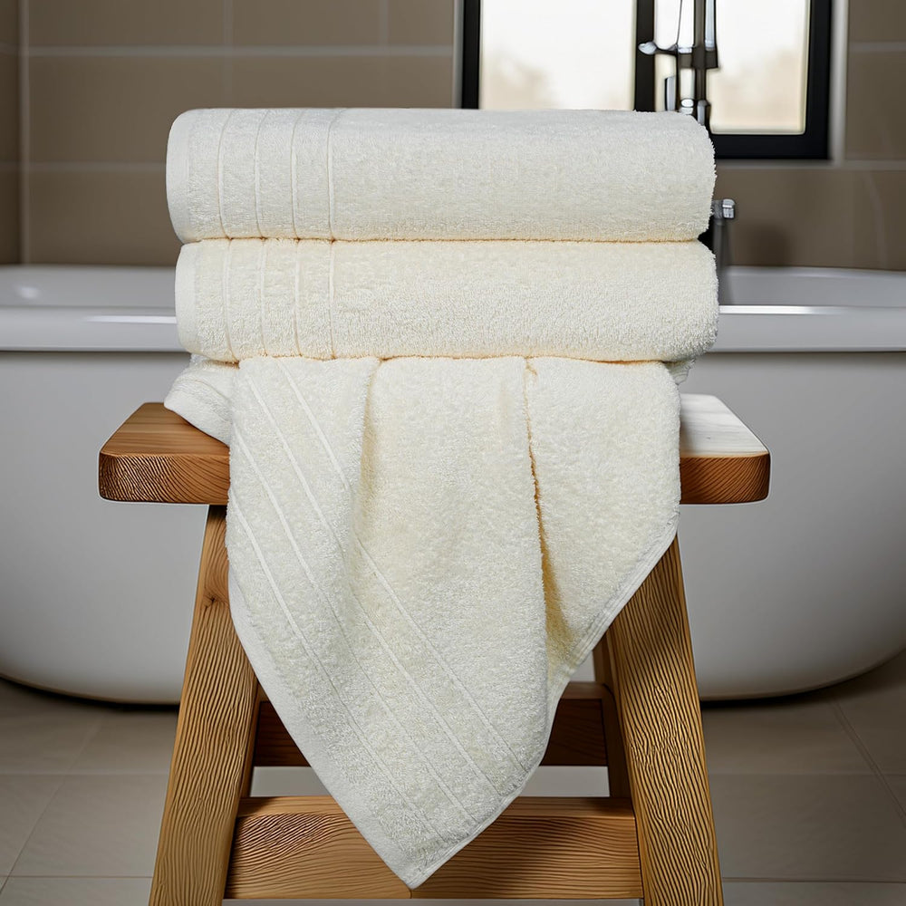 Tens Towels 4 Piece Extra Large Bath Towels 30 x 60 Inches, Cream