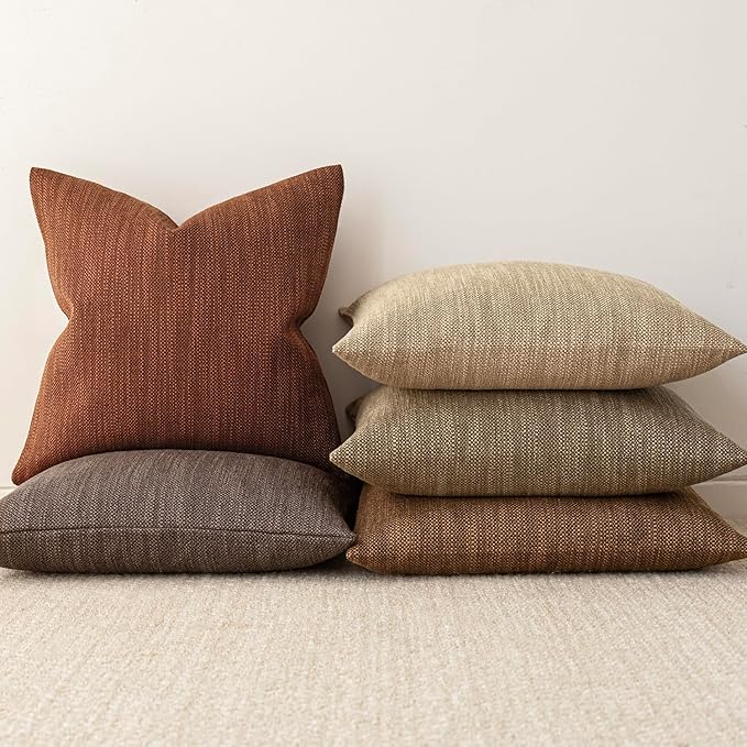 Foindtower Set of 2 Decorative Textured Burlap Linen Throw Pillow Covers - Image 6
