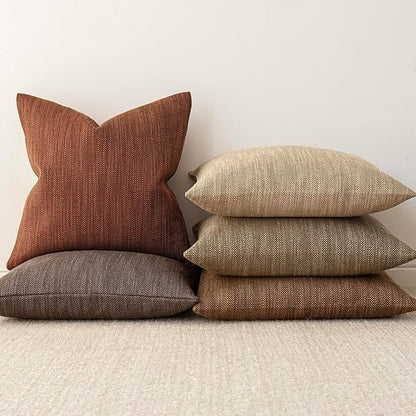 Foindtower Set of 2 Decorative Textured Burlap Linen Throw Pillow Covers - Image 6