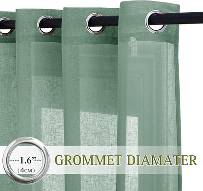 NICETOWN Flax Linen Sheer Curtains 108" Long - Image 2