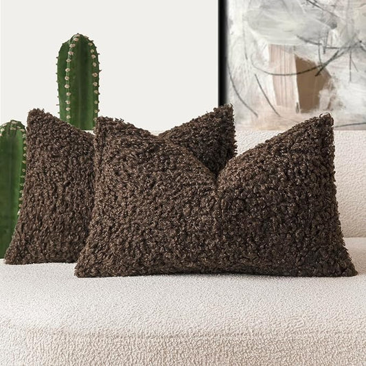 Foindtower Set of 2 Curly Teddy Wool Pillow Covers Decorative Boucle Textured by Foindtower